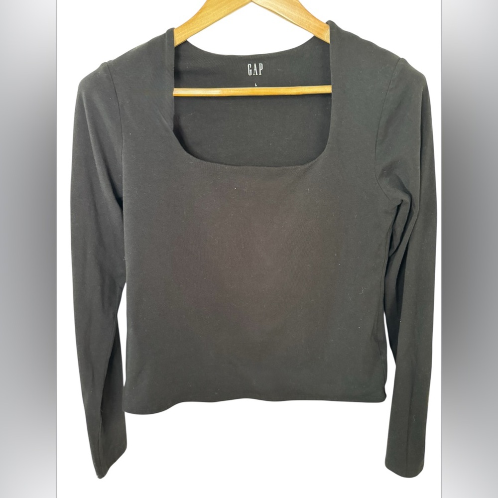 GAP Body Hugging Square Neck Long Sleeve Top, L